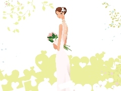 lady, bouquet, wedded, young