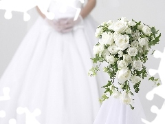 White, bunch, wedding, roses