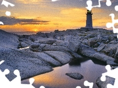 west, sun, maritime, rocks, Lighthouse