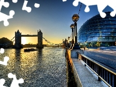 west, sun, thames, London, Tower Bridge