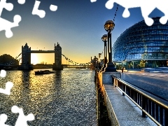 west, sun, thames, London, Tower Bridge