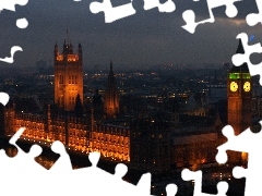 Westminster, London, night, palace, Big Ben