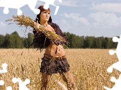 Women, corn, wheat, Belly