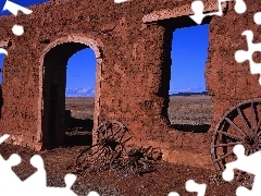 ruins, Sky, wheel, blue