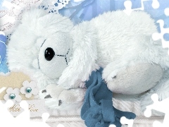 teddy bear, sleepy, White