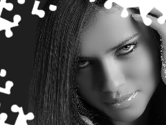 Black and white, Adriana Lima, face