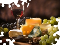 nuts, White, Wines, Black, glass, cheeses, board, Grapes