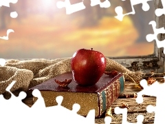 Autumn, Apple, Window, composition, Leaf, Book