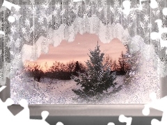 winter, for, window, View
