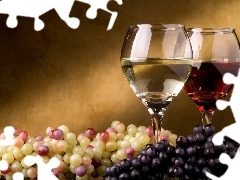 Wine, Grapes, glasses