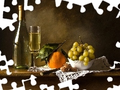 Grapes, Bottle, Wine, orange