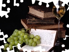Grapes, wine glass, Wines, Books