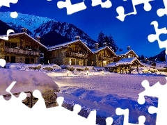 Houses, mountains, winter, ##