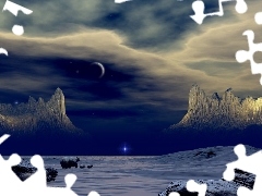 winter, Mountains, Night