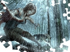 Tomb Raider, Rain, Wolf, Lara Croft