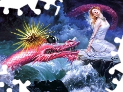 Women, Pink, Dragon