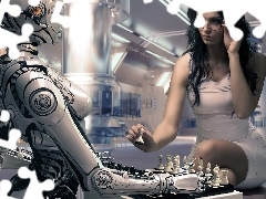 Robot, black-, Women, chess