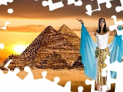 west, Pyramids, Women, sun