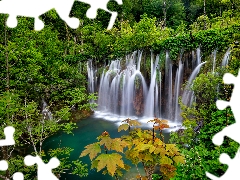 woods, Plitvice Lakes National Park, viewes, Coartia, trees, waterfall