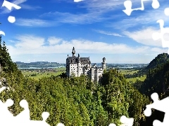 woods, Germany, Neuschwanstein, Mountains, Castle