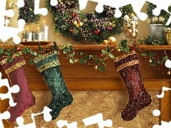 decoration, Christmas, Candles, wreath, socks