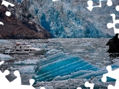 mountains, floe, Yacht, Ice
