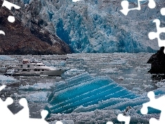 mountains, floe, Yacht, Ice