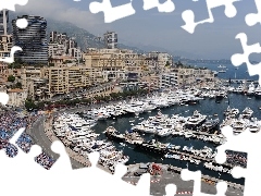 town, Monaco, Yachts, vessels, port, panorama