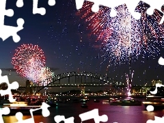 year, fireworks, bridge, New, Sydney