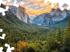 Yosemite National Park, The United States, trees, viewes, Mountains, California