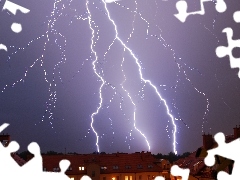 Sky, thunderbolt, Zabrze, Storm