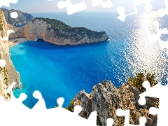 rocks, sea, Zakynthos, Greece, Beaches, Gulf