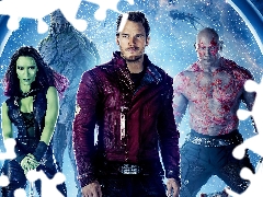 Zoe Saldana, Guardians of the galaxy, Chris Pratt, actress, movie, actor, Dave Bautista