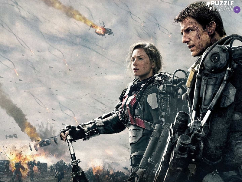 On the Edge of Tomorrow, Emily Blunt, soldiers, movie, Tom Cruise, Characters, Weapons