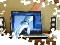 hand, laptop, 4d, monitor
