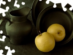 metal, Yellow, apples, dishes