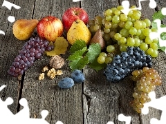 nuts, plums, truck concrete mixer, apples, Grapes