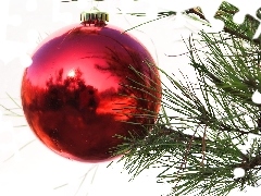 reflection, christmas tree, bauble