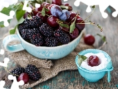 cherries, blackberries