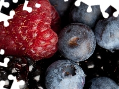 blueberries, raspberry, blackberry