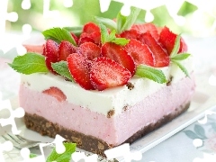 cake, dessert, strawberries