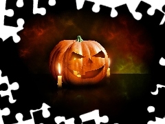 Candle, halloween, pumpkin