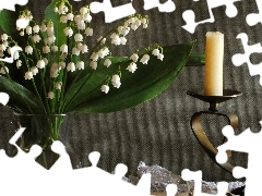 candlestick, lilies, candle