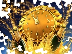 Champagne, Clock, New Year