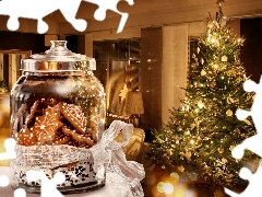 christmas tree, jar, decor, Room, festive, Cookies