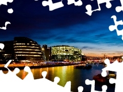 London, River, City at Night, structures