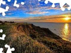 coast, cliff, west, sun, sea