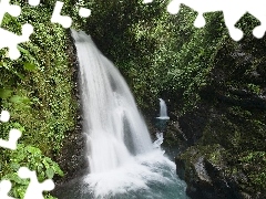 waterfall, green, Costa Rica, rocks