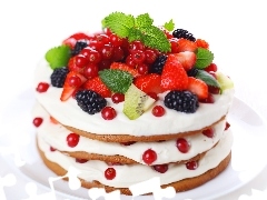 cake, whipped, cream, fruity