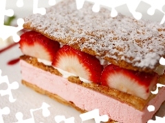 cream, cake, Strawberry